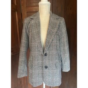 Ebossy Women's Black/Red Plaid 2 Button Blazer Jacket Size Small EUC